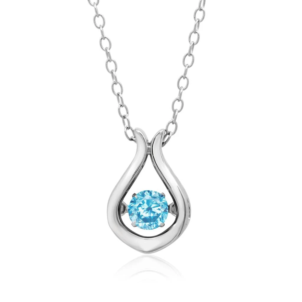 商品MAXCOLOR|Dancing 4mm Gemstone Tear Drop Pendant Necklace in Sterling Silver,价格¥198,第5张图片详细描述