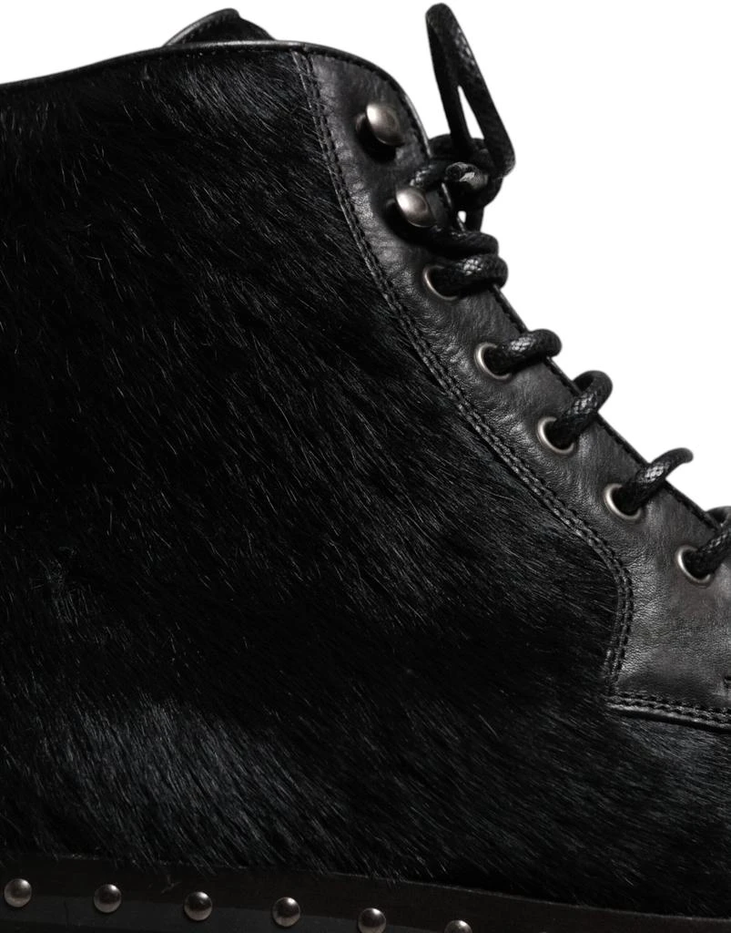 Dolce & Gabbana Black Pony Style Leather Mid Calf Boots Shoes 商品