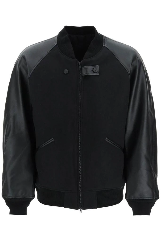 商品Y-3|PADDED WOOL BLEND AND FAUX LEATHER BOMBER JACKET,价格¥2486,第1张图片
