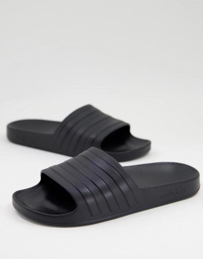 商品Adidas|adidas Swim Adilette black stripe sliders in black,价格¥195,第1张图片