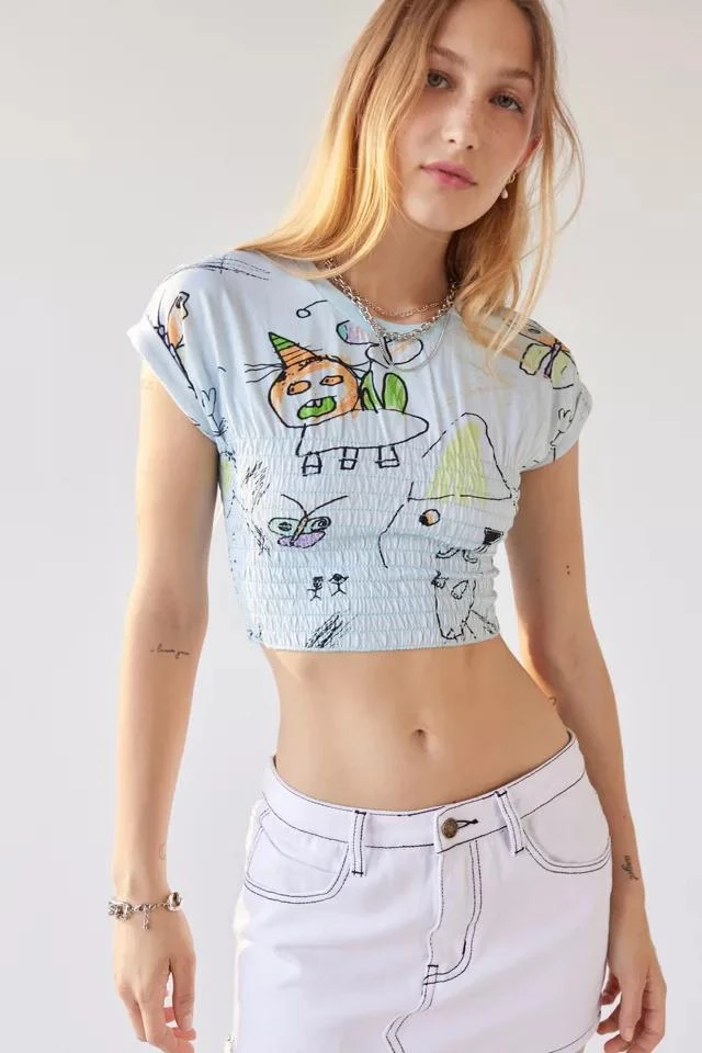 商品Urban Outfitters|UO Doodles Smocked Tee,价格¥78,第1张图片