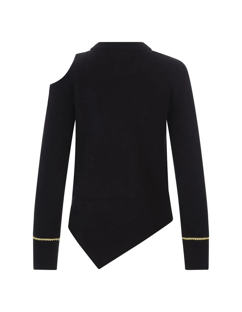 商品Alexander McQueen|Alexander McQueen Woman Black Asymmetrical Cutwork Sweater,价格¥5607,第2张图片详细描述