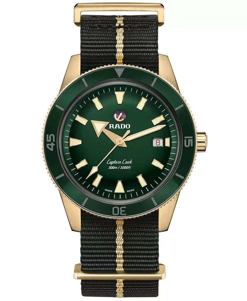 商品Rado|Men's Swiss Automatic Captain Cook Green NATO Strap Watch 42mm,价格¥21315,第1张图片