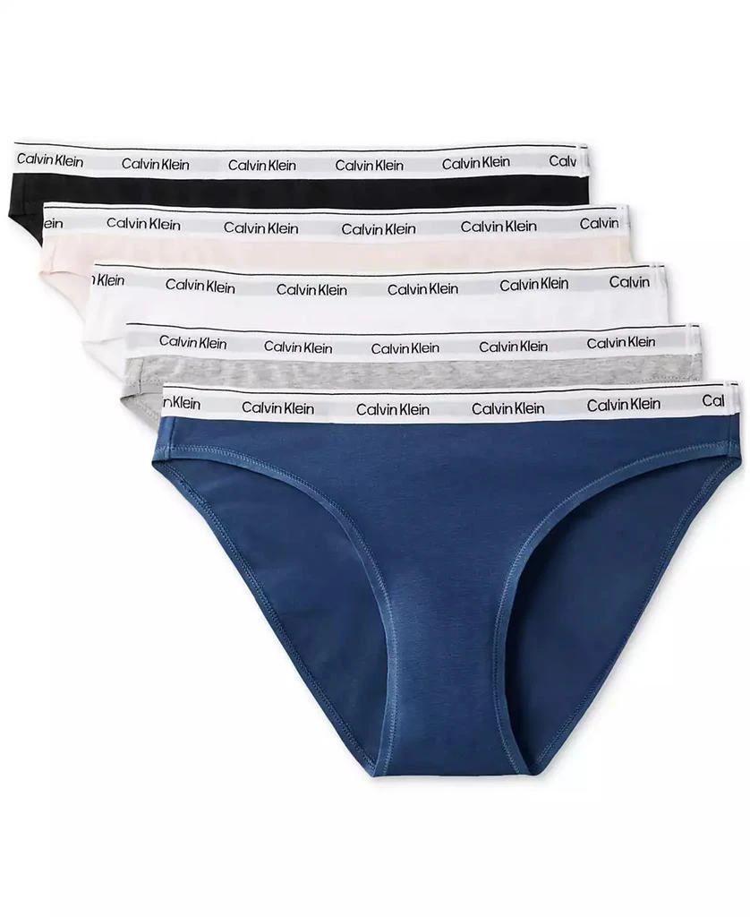 商品Calvin Klein|Women's 5-Pack. Modern Logo Low-Rise Bikini Underwear QD5208,价格¥403,第1张图片