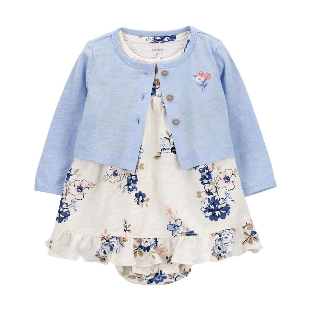 商品Carter's|Baby 2 Piece Bodysuit Dress and Cardigan Set,价格¥99,第1张图片