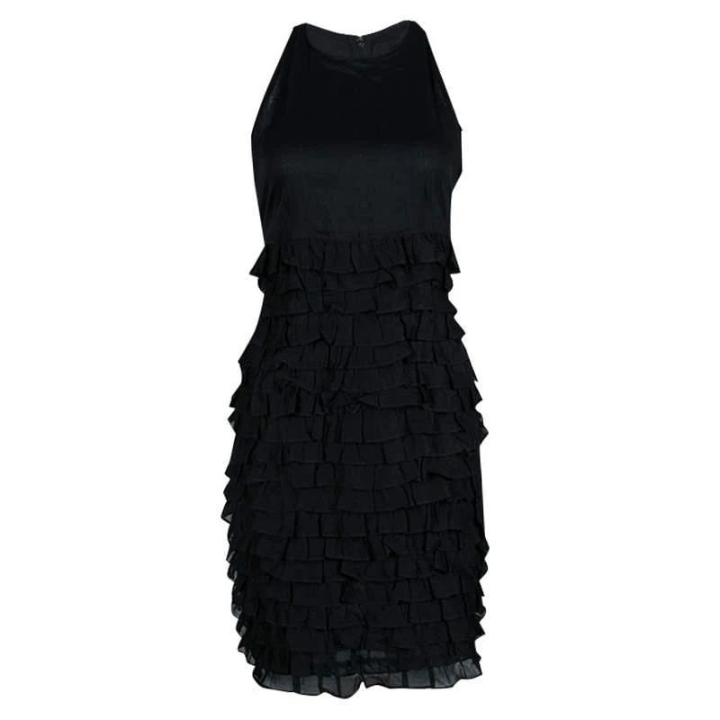 商品[二手商品] Burberry|Burberry London Black Cotton Tiered Ruffle Bottom Sleeveless Dress S,价格¥1117,第1张图片