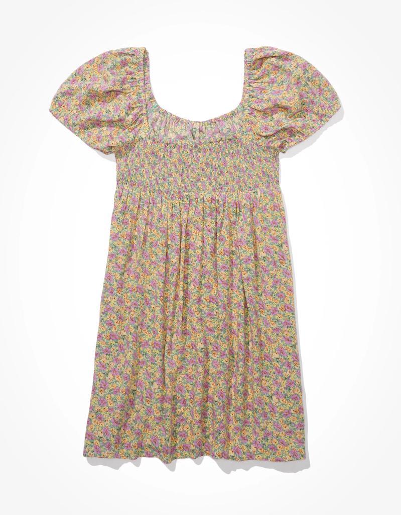 商品AE|AE Floral Ruched Puff-Sleeve Mini Dress,价格¥191,第7张图片详细描述