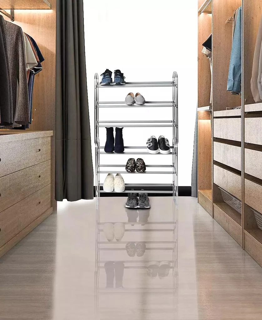 商品Seville Classics|3-Tier Expandable 24-Pair Non-Slip Metal Frame Shoe Storage Rack Organizer,价格¥386,第5张图片详细描述