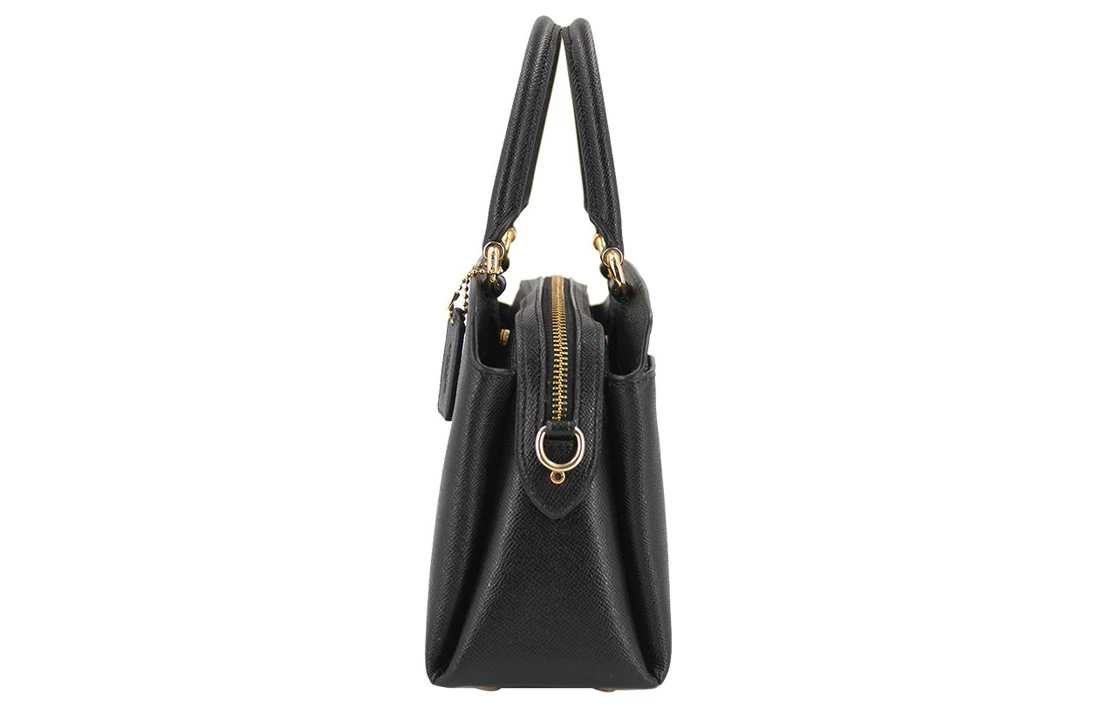 商品[国内直发] Coach|蔻驰 Lillie 26 金标Logo纯色可拆卸肩带 十字纹皮革 电脑包公文包单肩斜挎手提包 小号 女款 黑色,价格¥1991,第5张图片详细描述