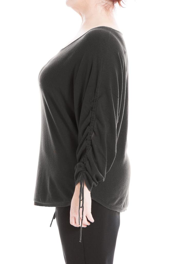 Cinched Sleeve Curved Hem Sweater商品第3张图片规格展示