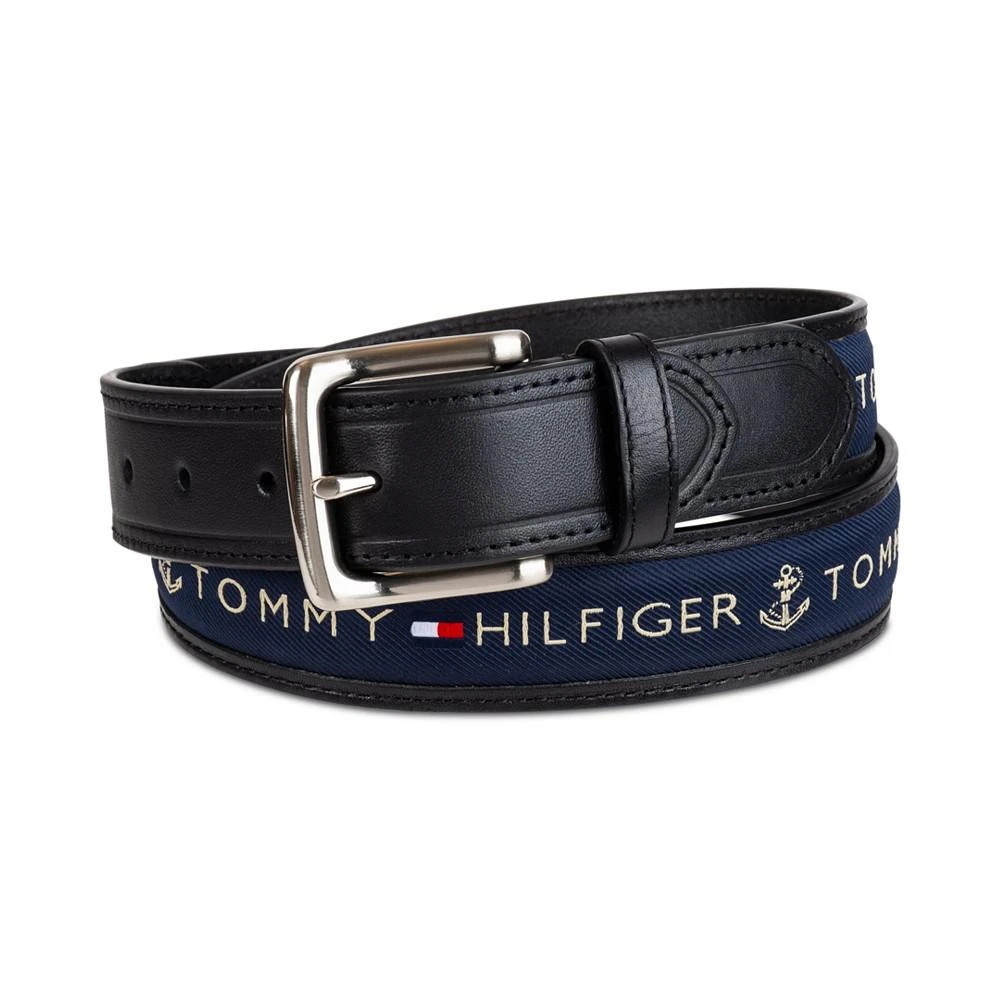 商品Tommy Hilfiger|Men's Signature Ribbon Inlay Harness Buckle Belt,价格¥281,第1张图片