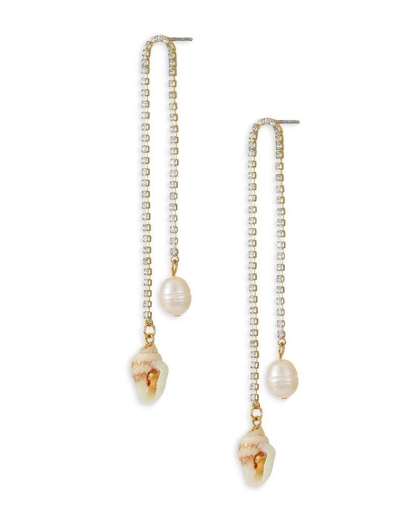 Cultured Freshwater Pearl, Shell, & Crystal Vacation Chain Drop Earrings 商品