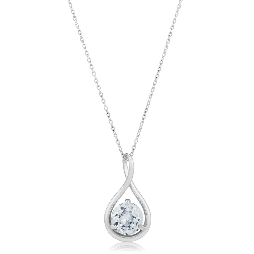 商品MAX + STONE|14K White Gold 7mm Round Gemstone Infinity Twist Pendant, 18 inch Cable Chain,价格¥1908,第2张图片详细描述