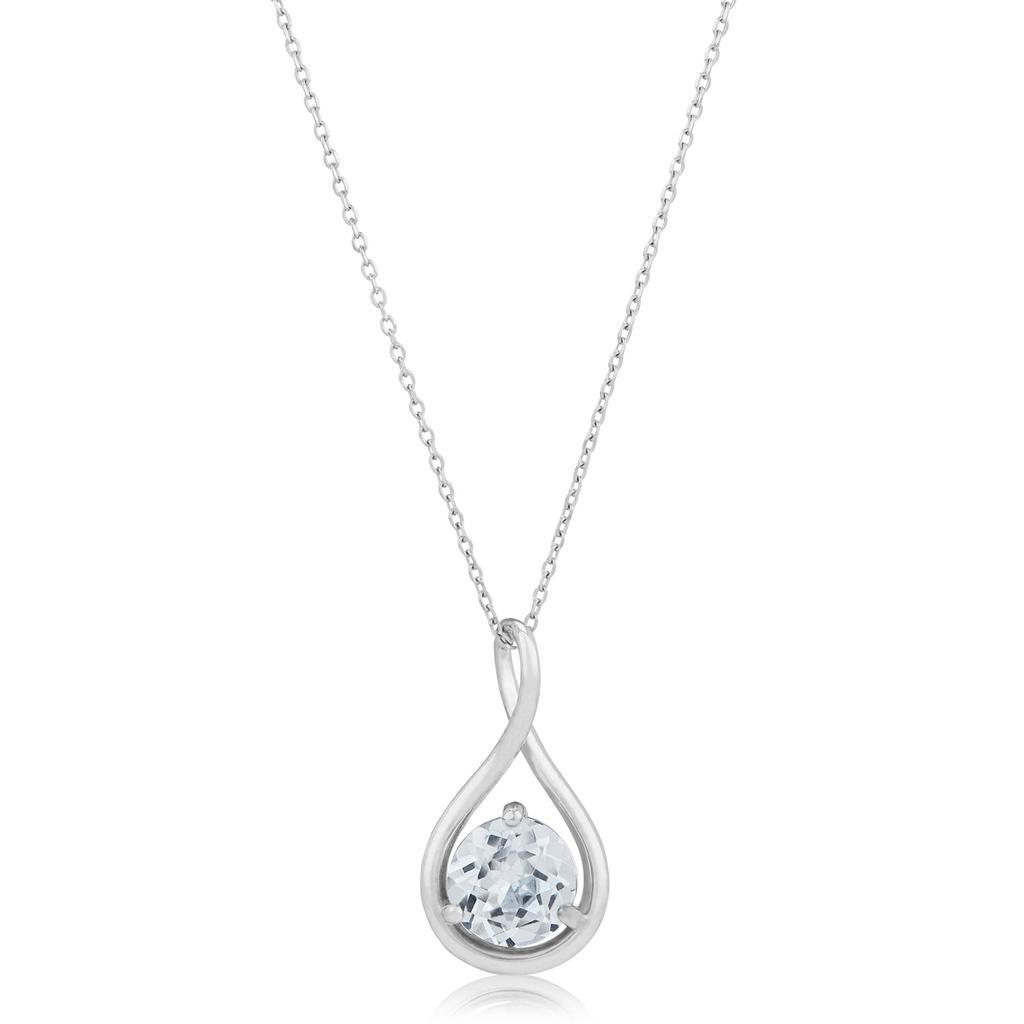商品MAX + STONE|14K White Gold 7mm Round Gemstone Infinity Twist Pendant, 18 inch Cable Chain,价格¥1771,第4张图片详细描述