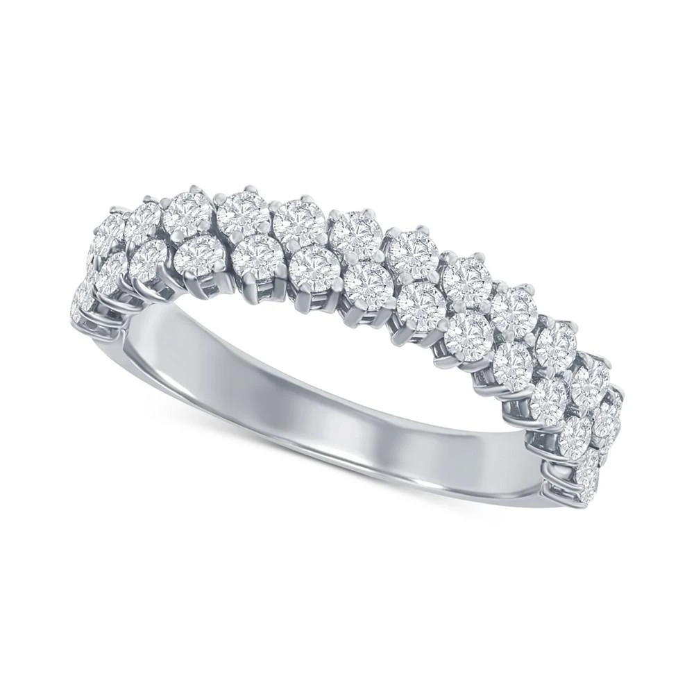 商品Macy's|Diamond Double Row Band (1 ct. t.w.) in 14k White Gold,价格¥16296,第1张图片