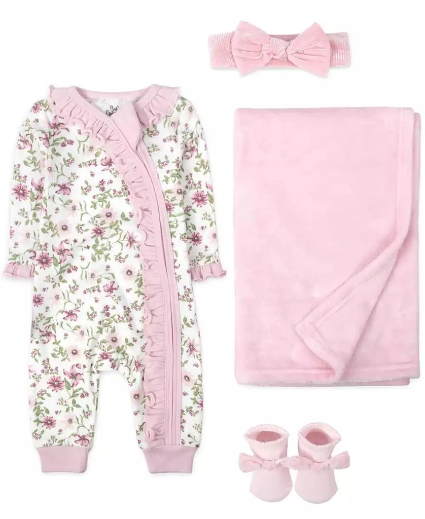 商品Baby Essentials|Baby Girls 4-Piece Coverall, Blanket, Socks and Headband Set,价格¥206,第1张图片