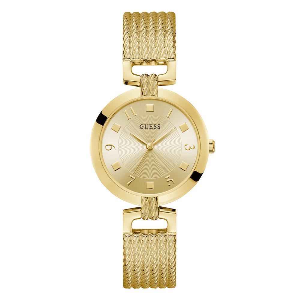 商品GUESS|Women's Quartz Gold-Tone Stainless Steel Bangle Watch 35mm,价格¥1308,第1张图片
