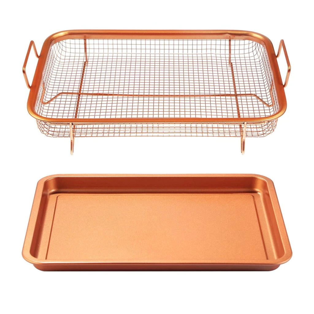 商品Global Bazaar|Non-Stick Crisper Tray Set Air Fry Pan Grill Basket Oven Safe Oil Free,价格¥418,第1张图片