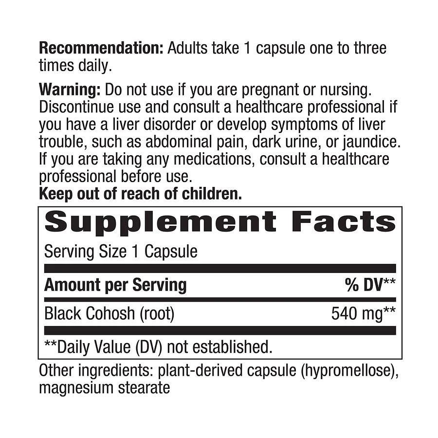 商品Nature's Way|Black Cohosh Root 540 mg Dietary Supplement Capsules,价格¥100,第3张图片详细描述