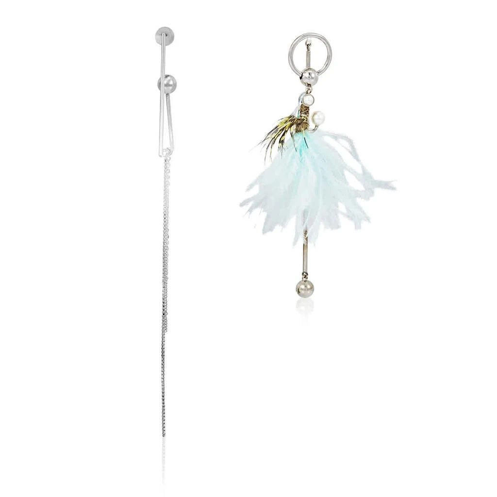 商品Burberry|Ladies Asymmetrical Ostrich Feather and Chain Drop Earrings,价格¥1091,第1张图片