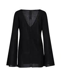 商品Rick Owens|RICK OWENS 女士黑色羊毛喇叭袖 V 领毛衣 RP01B46-16C-21,价格¥1086,第1张图片