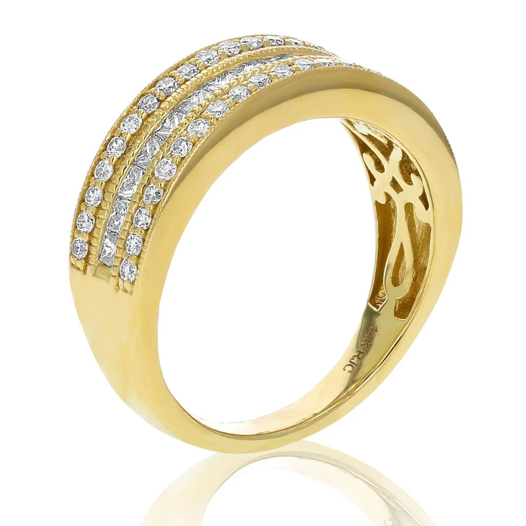 商品Vir Jewels|1 cttw Princess and Round Diamond Wedding Band with Milgrain 14K Yellow Gold,价格¥9640,第2张图片详细描述