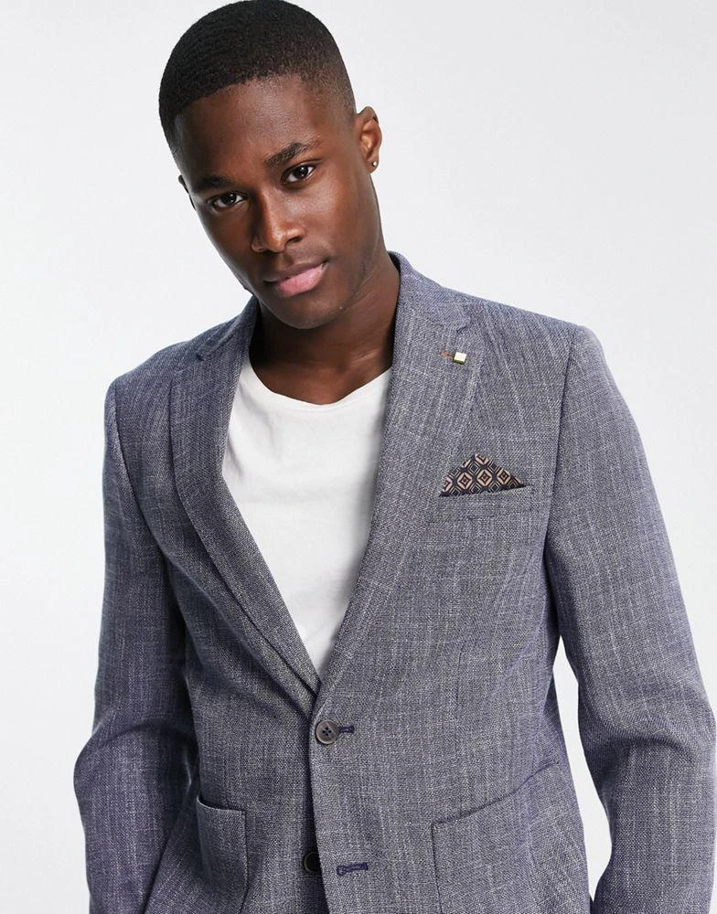 商品Burton Menswear|Burton textured blazer in mid blue,价格¥352,第4张图片详细描述