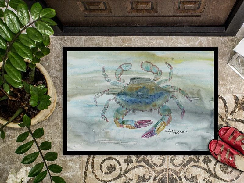 商品Caroline's Treasures|24 in x 36 in Female Blue Crab Watercolor Door Mat Indoor/Outdoor,价格¥308,第2张图片详细描述