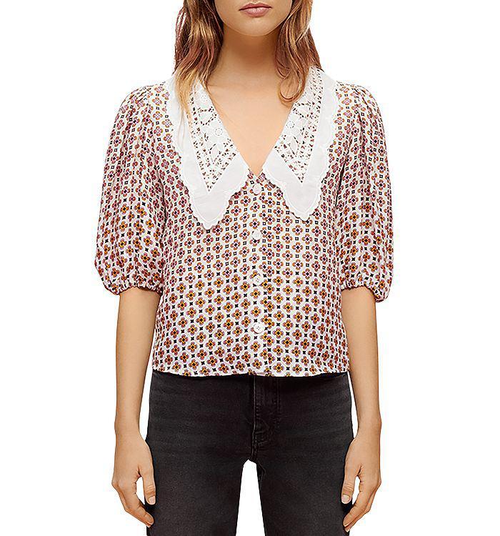 商品Maje|Cosange Embroidered Collar Printed Linen Shirt,价格¥1525,第3张图片详细描述