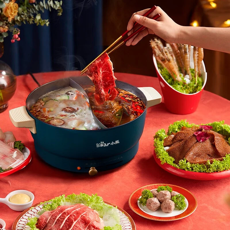 小熊DHG-C50K5电火锅多功能电热锅一体多用途锅5L鸳鸯锅 蓝色 5L 商品