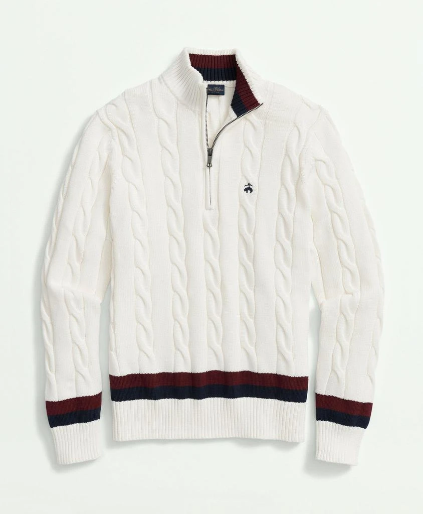 商品Brooks Brothers|Cable Knit Tennis Half-Zip Sweater in Supima® Cotton,价格¥972,第1张图片