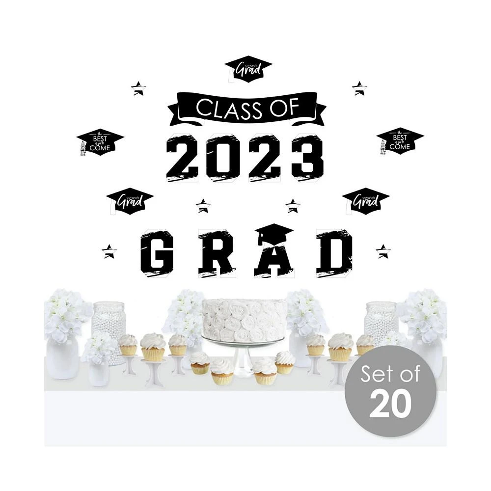 商品Big Dot of Happiness|Black & White Grad Best is Yet to Come Peel & Stick 2023 Vinyl Wall Decals 20 Ct,价格¥261,第2张图片详细描述