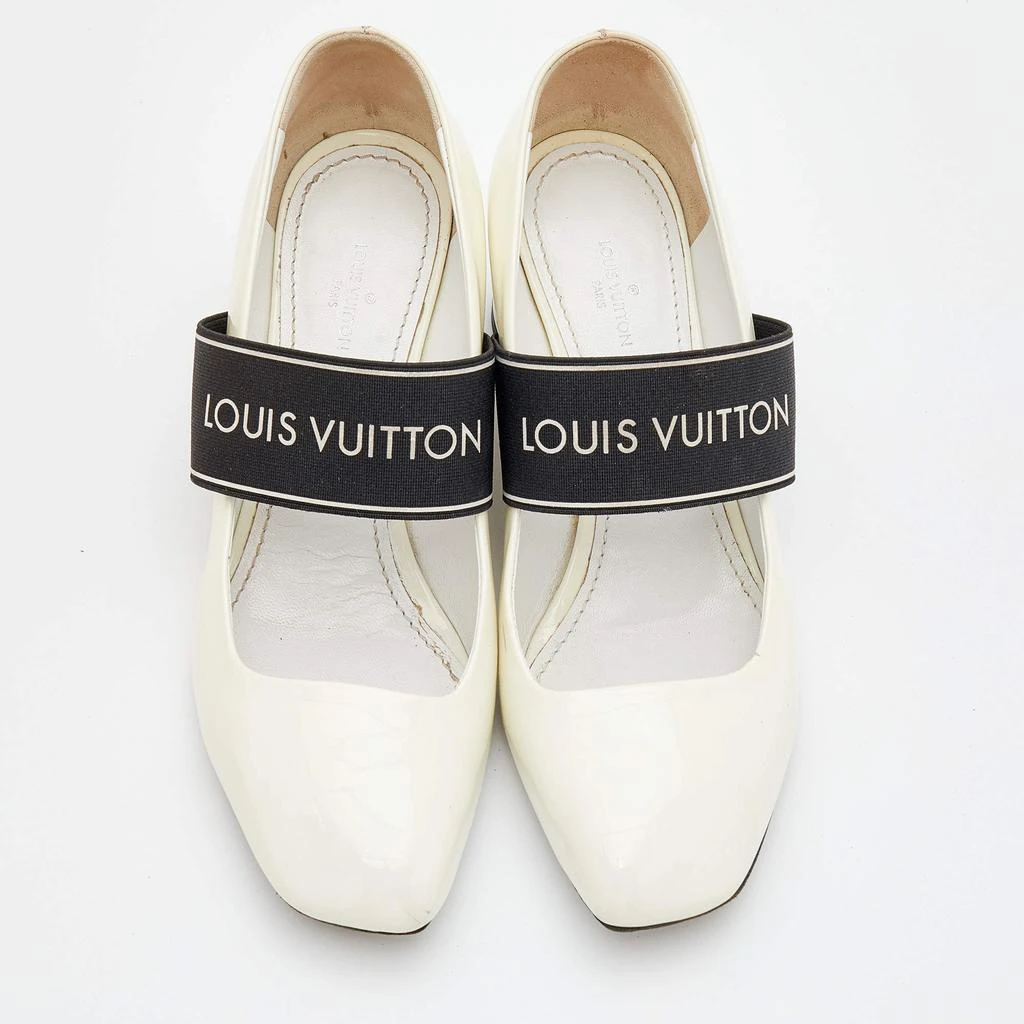 商品[二手商品] Louis Vuitton|Louis Vuitton White Patent Leather Block Heel Pumps Size 36.5,价格¥3317,第3张图片详细描述