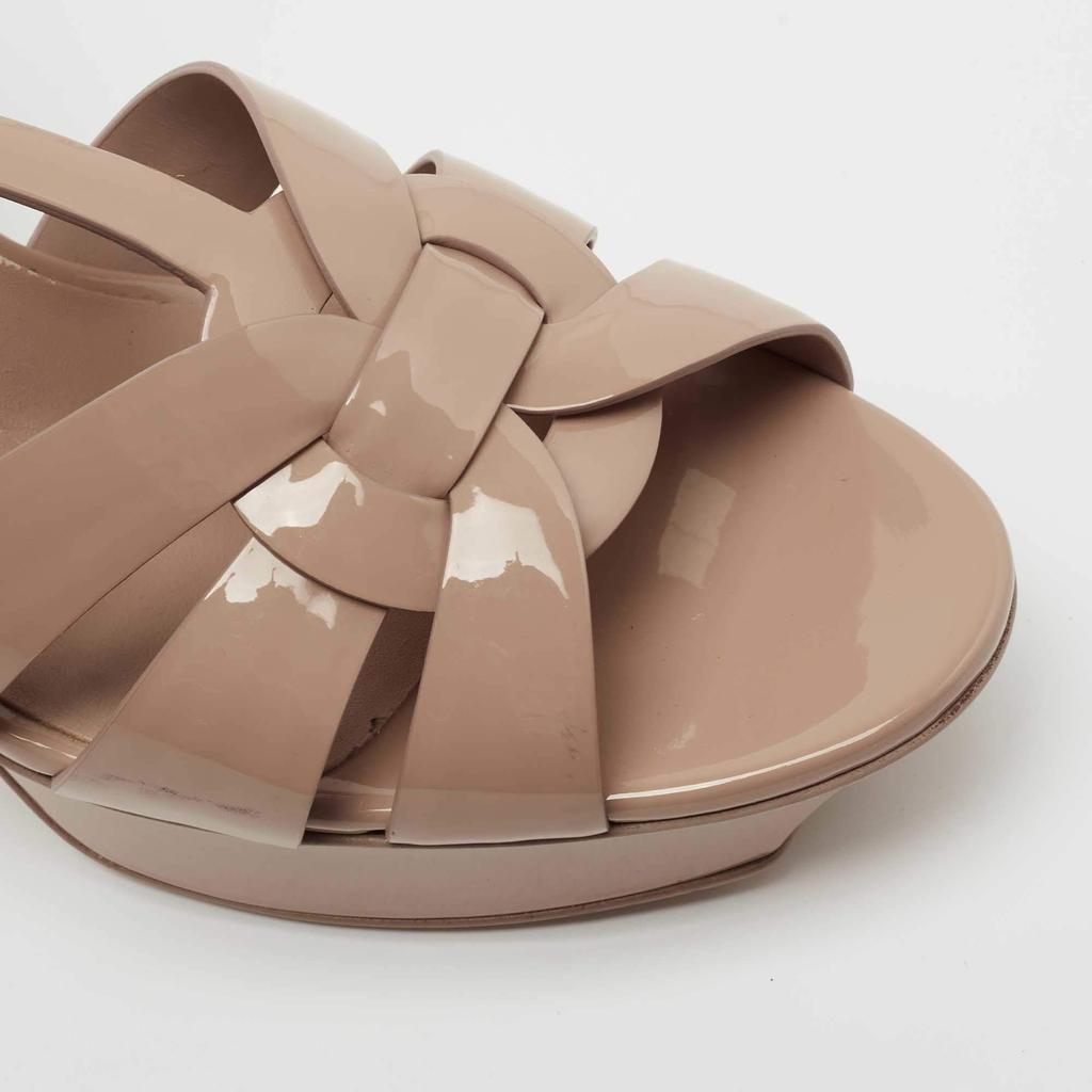 Yves Saint Laurent Beige Patent Leather Tribute Ankle Strap Sandals Size 40.5商品第7张图片规格展示