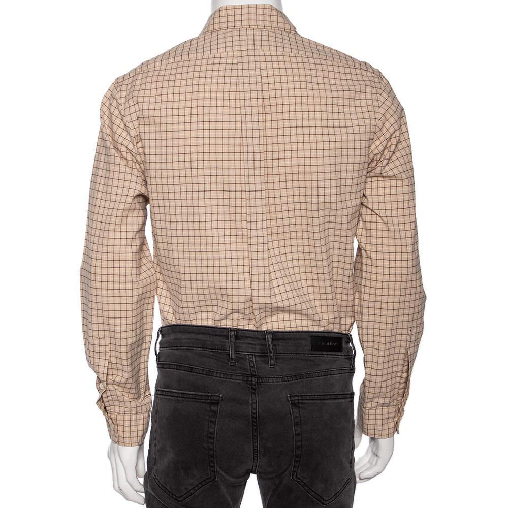商品[二手商品] Ralph Lauren|Ralph Lauren Beige Checked Cotton Button Front Custom Fit Shirt M,价格¥765,第5张图片详细描述