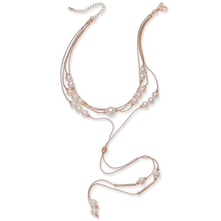 商品INC International|I.N.C. Rose Gold-Tone Imitation Pearl Multi-Strand Lariat Choker Necklace, 14" + 3" extender, Created for Macy's,价格¥81,第1张图片