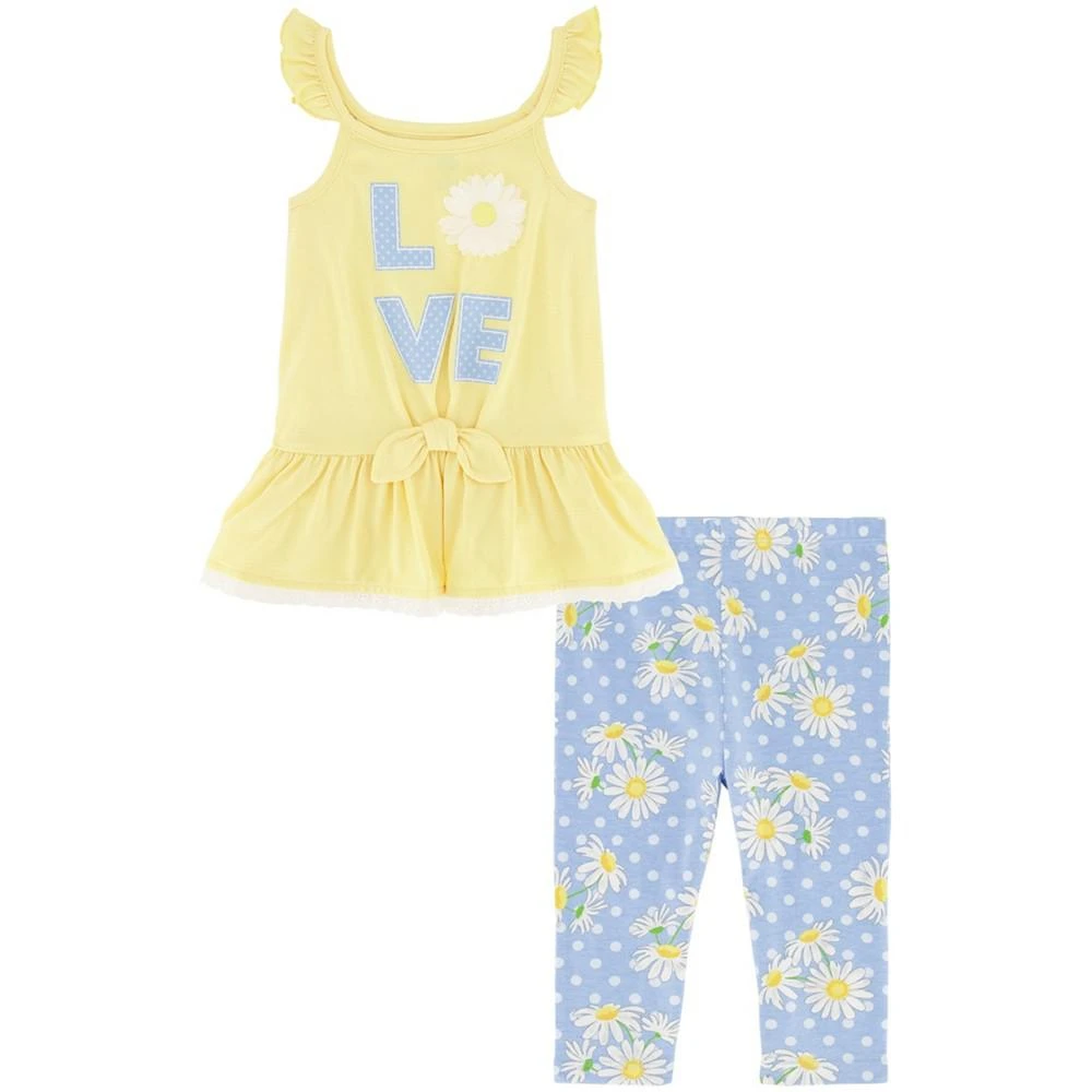 商品KIDS HEADQUARTERS|Little Girls Ruffled Peplum Tunic Top and Daisy Leggings, 2 Piece Set,价格¥126,第1张图片