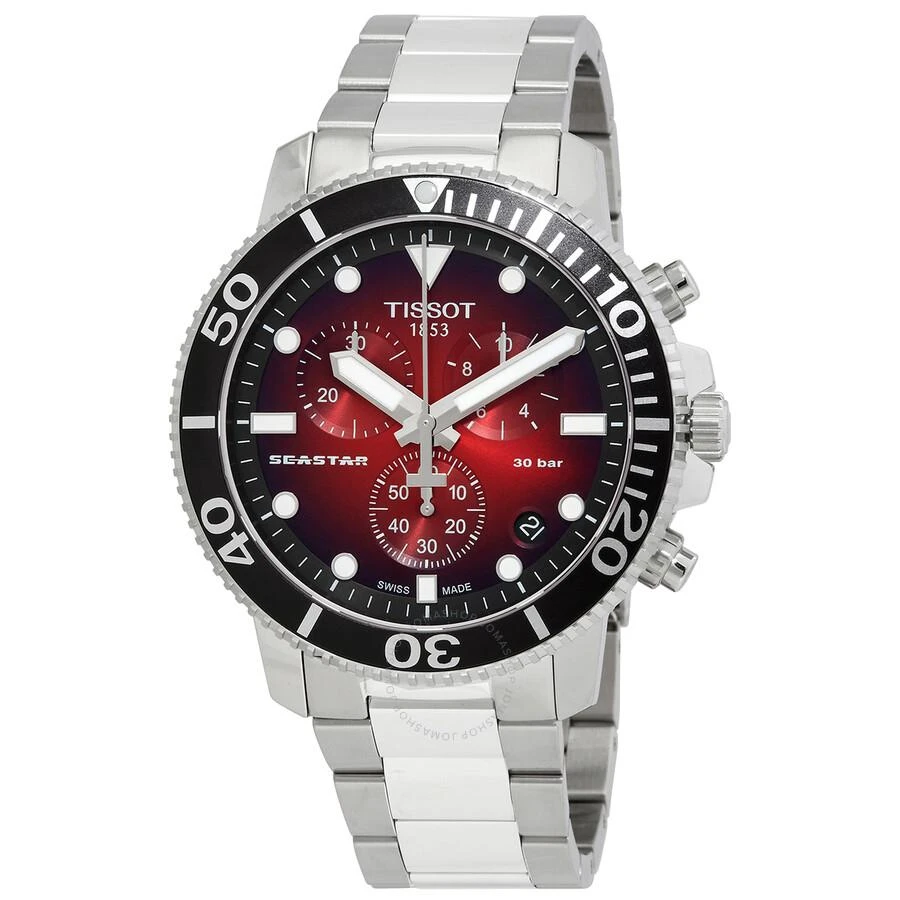 商品Tissot|Seastar 1000 Chronograph Quartz Red Gradient Dial Men's Watch T120.417.11.421.00,价格¥3007,第1张图片