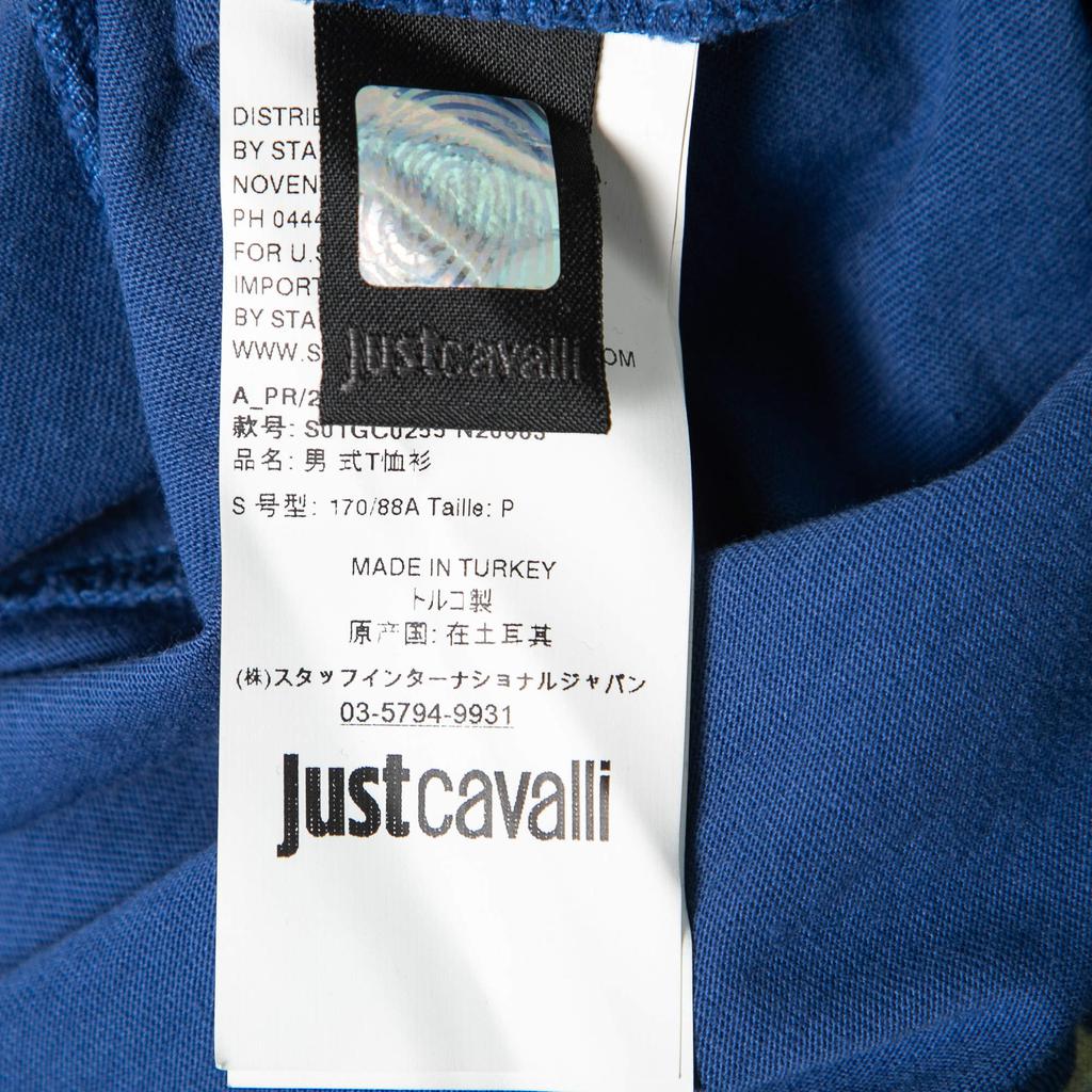 Just Cavalli Blue Lion Printed Cotton Short Sleeve T-Shirt S商品第5张图片规格展示