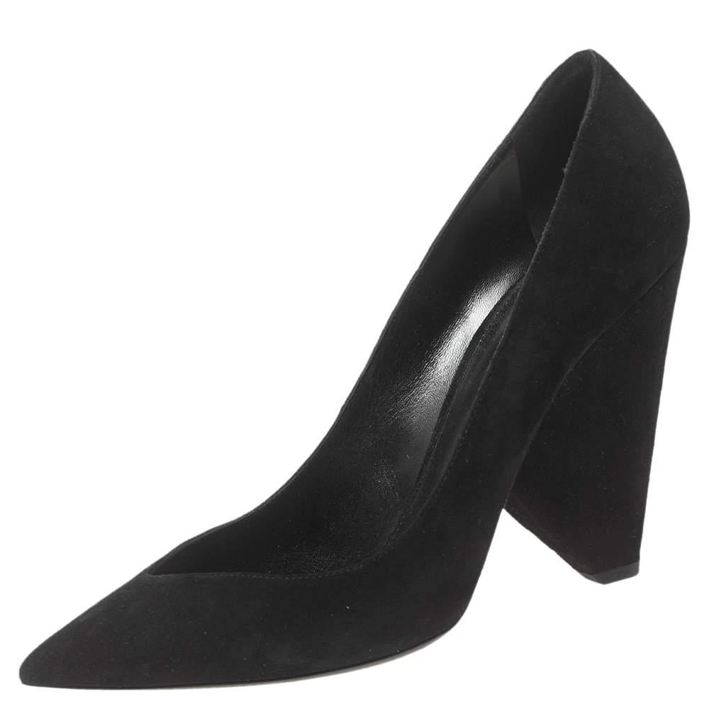商品[二手商品] Yves Saint Laurent|Saint Laurent Black Suede Platform Block Pumps Size 40,价格¥1238,第1张图片