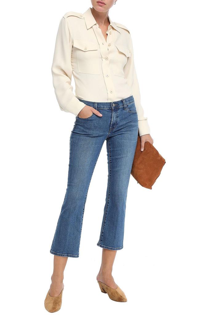 Selena frayed faded mid-rise kick-flare jeans商品第2张图片规格展示