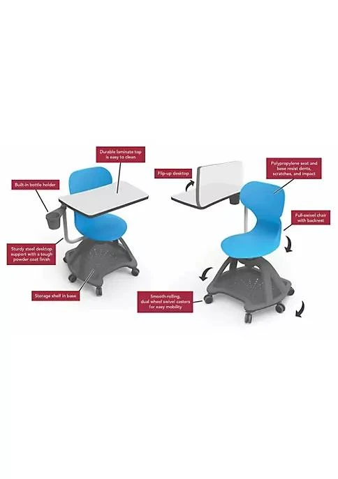 商品Luxor|All In One Student Desk And Chair With Bottle Holder Flip Up Desktop And Storage Shelf,价格¥4632,第5张图片详细描述