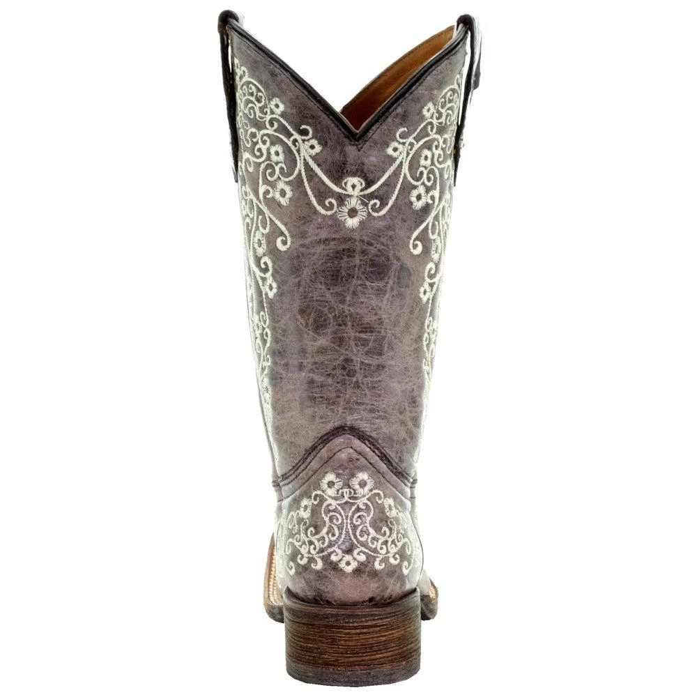 商品Corral Boots|Floral Tooled-Inlay Square Toe Cowboy Boots (Big Kid),价格¥934,第3张图片详细描述