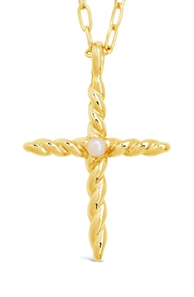 商品Sterling Forever|Anas Cultured Pearl Cross Pendant Necklace,价格¥165,第3张图片详细描述