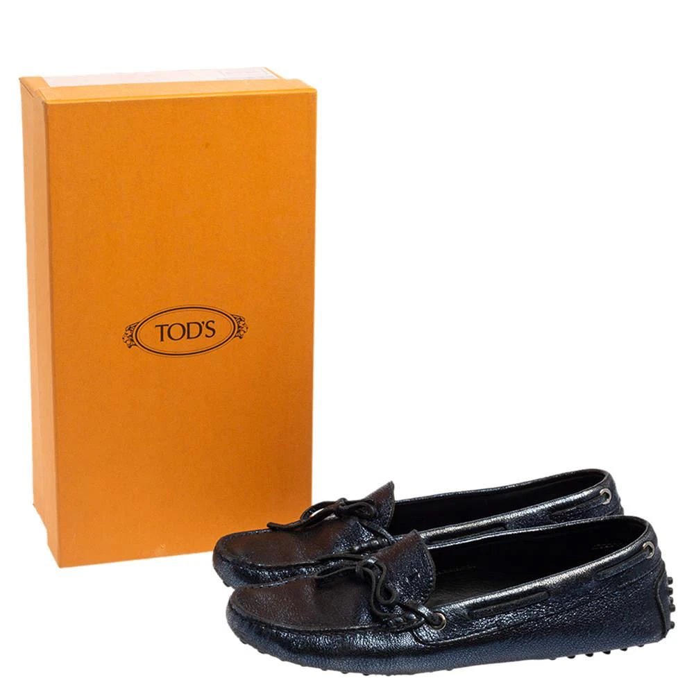 Tod's Metallic Blue Leather Gommino Slip On Loafers Size 38 商品