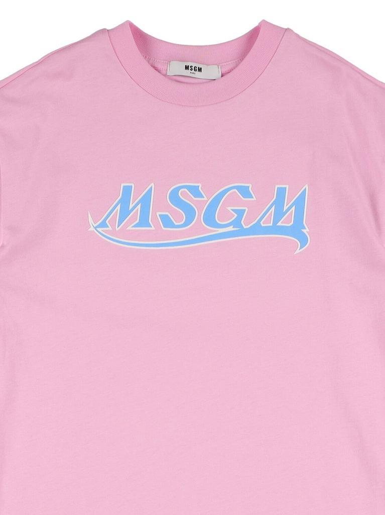 商品MSGM|Logo Jersey T-shirt Dress W/ Fringes,价格¥390,第3张图片详细描述