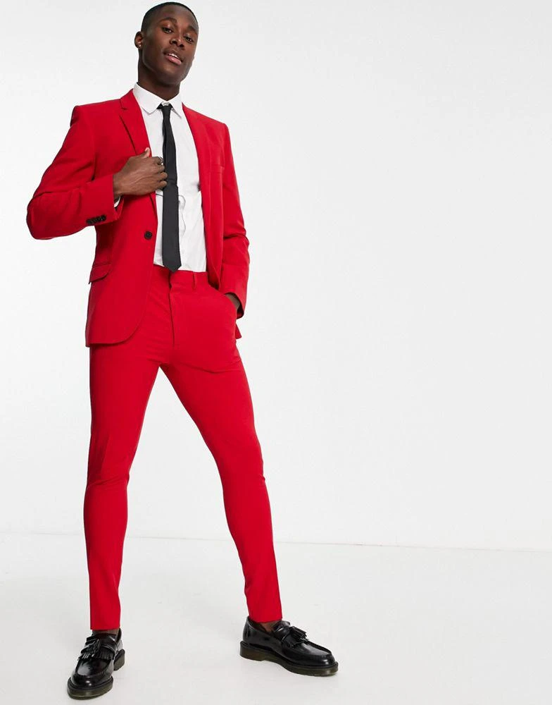 ASOS DESIGN ASOS DESIGN super skinny suit trousers in red 4