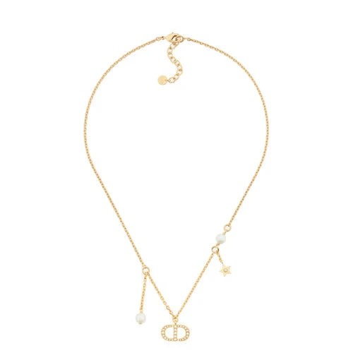 商品Dior|【包税】Dior/迪奥 22春夏新款PETIT CD系列 女士金色饰面金属饰白色树脂珠CD星星项链 N1673PTCCY_D301,价格¥4491,第1张图片