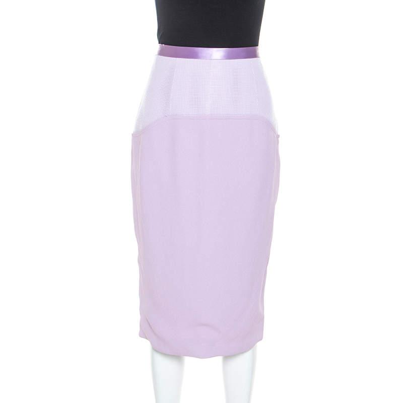 Prabal Gurung Lilac Crepe Mesh Detail Pencil Skirt M商品第1张图片规格展示