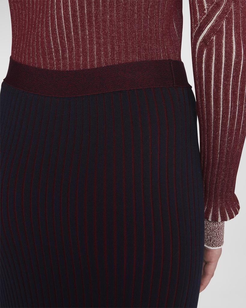 商品Bottega Veneta|Snap-Slit Bi-Color Cotton Rib Maxi Skirt,价格¥8596,第6张图片详细描述